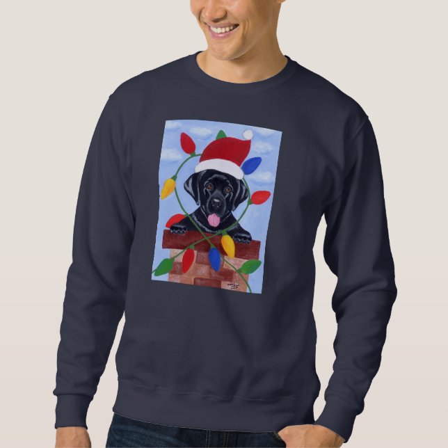 Suéter Natal preto do filhote de cachorro de Labrador (Frente)