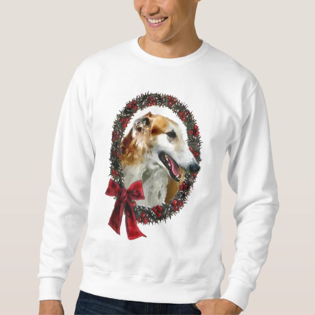 Suéter Presentes de Natal Borzoi (Frente)