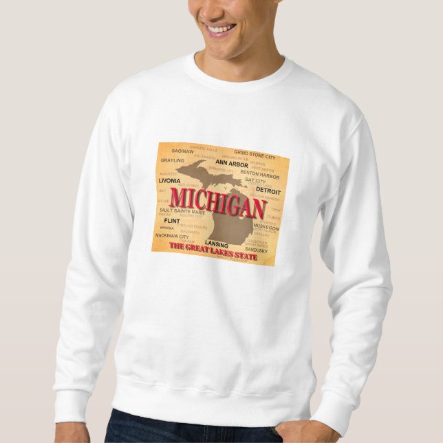 Suéter Silhueta do mapa do orgulho do estado do Michigan (Frente)