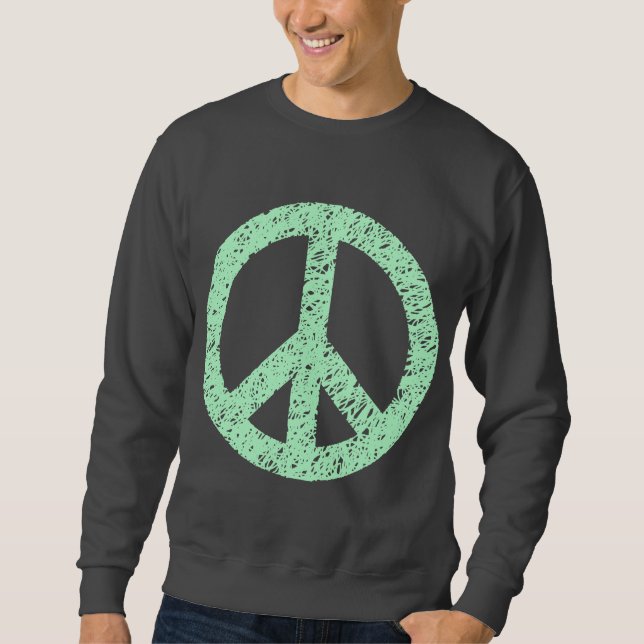 Suéter Símbolo de Paz Escrito - Verde Fantasma (Frente)
