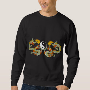 Suéter T-shirt do preto do dragão de Yin Yang