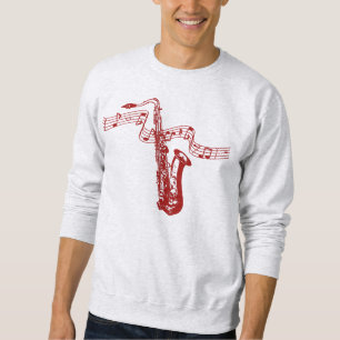 Suéter Tema musical Red Saxophone e notas -Sweet