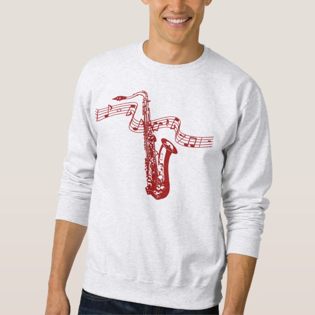Suéter Tema musical Red Saxophone e notas -Sweet (Frente)