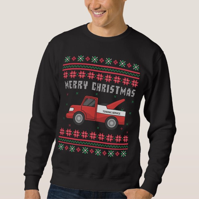 Suéter Tow Truck Ugly Christmas Sweater (Frente)