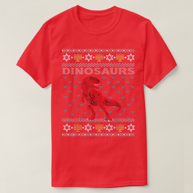 Suéter Ugly Chanucá, Dinossauro, Dinossauro Judaic (Frente do Design)