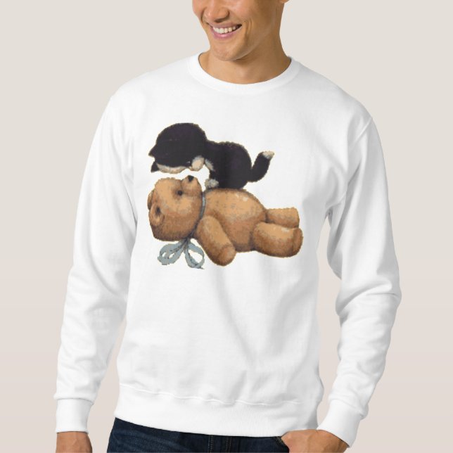 Suéter Urso de ursinho bonito e gato preto (Frente)