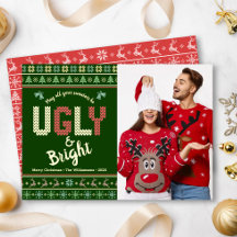 Suéter Verde Feio de Natal Foto Taca Luxo Dourado