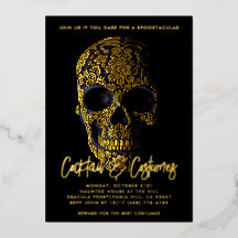 Sugar Skull Dourado Dia De Los Muertos Halloween