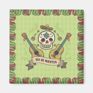 Sugar Skull e Guitars Dia de Muertos   Íman