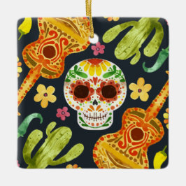 Sugar Skull e Guitars Dia de Muertos | Ornamento