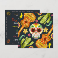 Sugar Skull & Guitars Dia de Muertos Convite