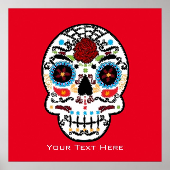 Sugar Skull Watercolor Impressão (Frente)