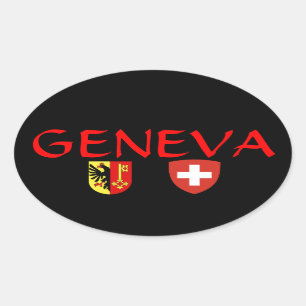 Suiça, etiqueta do oval de Geneva*