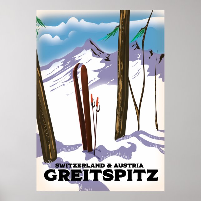 Suiça Greitspitz e poster de Esqui Áustria (Frente)