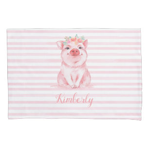 Suíno de Aquarela Cuja Faixa Rosa