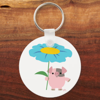 Suíno De Cartoon Bonito Com Chaveiro De Presente (