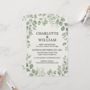 Suite de Casamento, Convite Editável Verde Oliva c