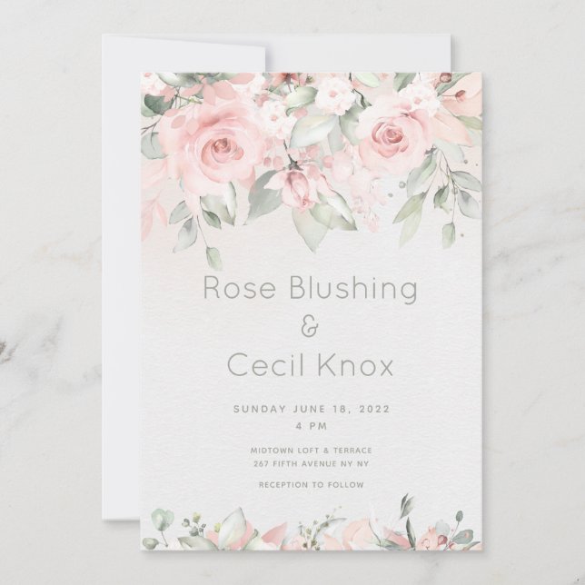 Suite de Convite para Casamento de Rosas Blushing (Frente)