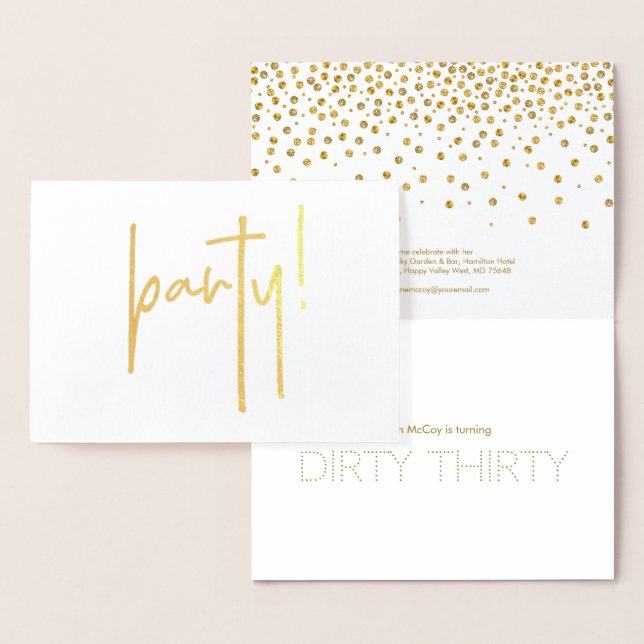 Sujo 30 Dourado Convite de aniversário de espuma (Exibição)