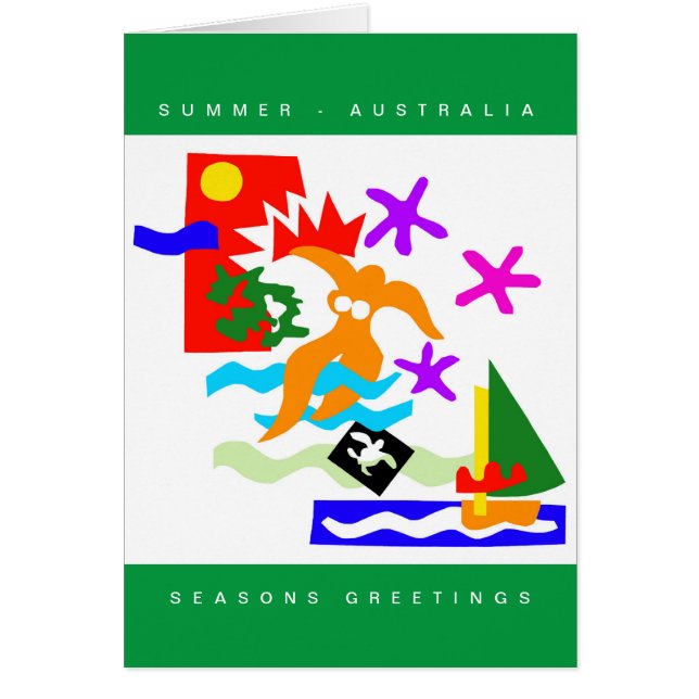 SUMMER- Austrália - Cartão de Natal australiano (Frente)