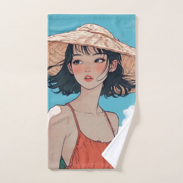 Summer Beach Anime Toalha de Mão (Toalha de mão)