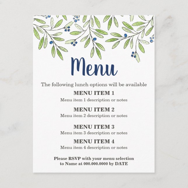 Summer Blueberry Foliage Menu Insert 2 (Frente)