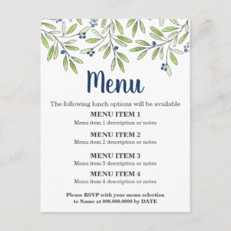 Summer Blueberry Foliage Menu Insert 2