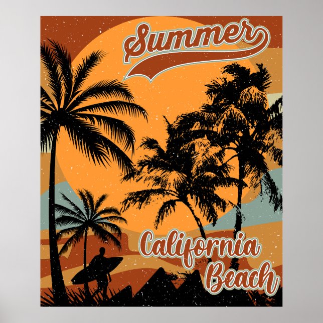 Summer California Beach Poster vintage (Frente)