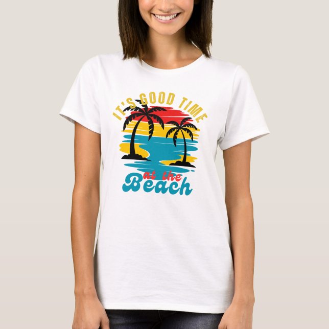 Summer é Good Time em Beach T-Shirt (Frente)