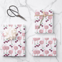 Summer Flamingo Cherries Pintou Aquarela Pintada À