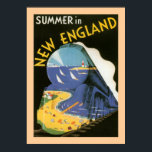 Summer in New England Poster<br><div class="desc">Vintage "Summer in New England" poster de viagens com imagem surrealista do trem que lembra</div>