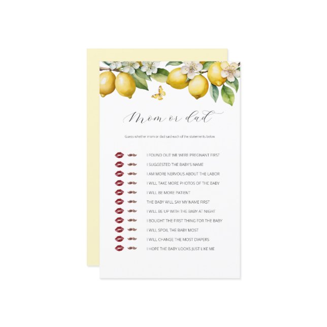 Summer Lemon Citrus Mãe Ou Jogo De Chá de fraldas  (Frente/Verso In Situ)