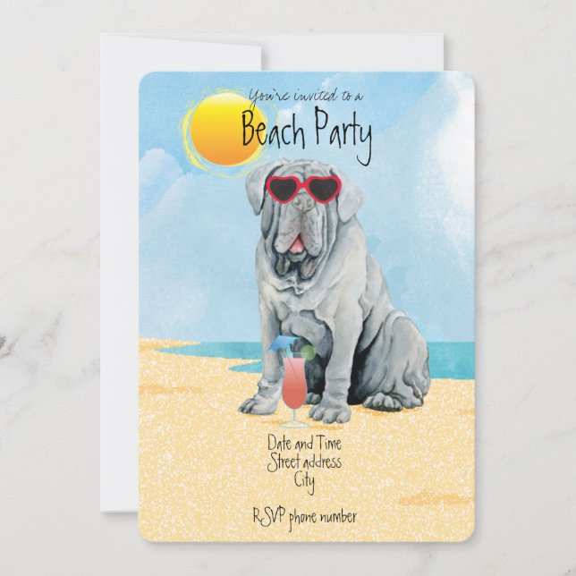 Summer Mastino Beach Convite de festas (Frente)