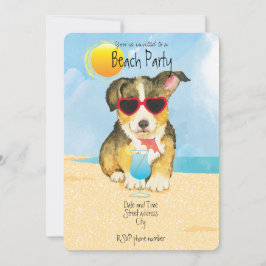 Summer Pembroke Welsh Corgi Convite de festas