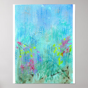 Summer Rain Abstract Watercolor Poster