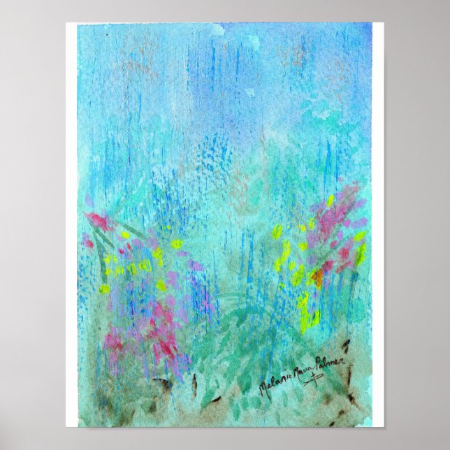 Summer Rain Abstract Watercolor Poster (Frente)