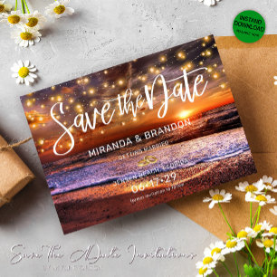 Summer Sunset Beach Casamento Salve o Cartão de Da