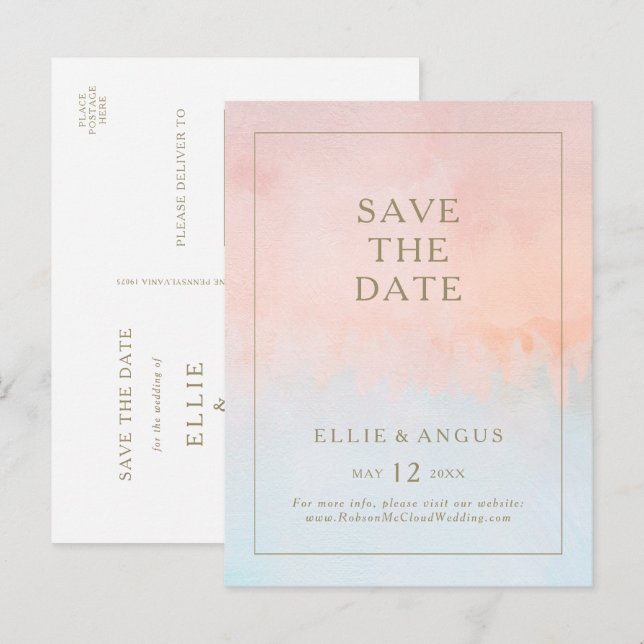 Summer Sunset Watercolor Salva O Cartão Postal (Frente/Verso)