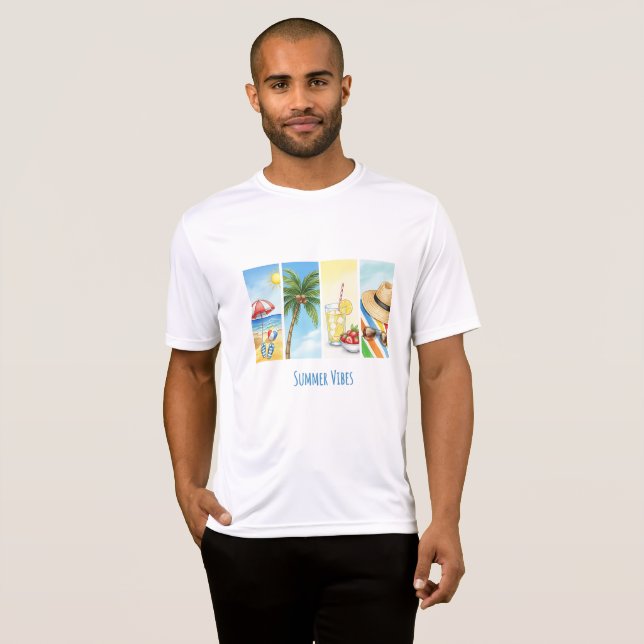 Summer Vibes Sublimação T-Shirt | Retro Beach Sce (Frente Completa)