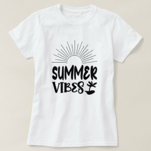 Summer Vibes Sun e Palm Tree Trendy T-Shirt