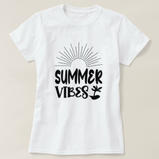 Summer Vibes Sun e Palm Tree Trendy T-Shirt