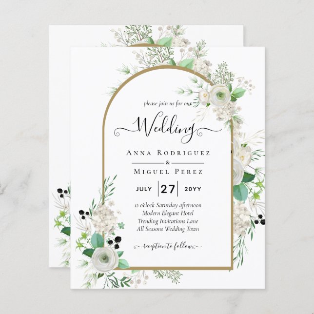 Summer White Roses Emerald Sage Greenerding WEDDIN (Frente/Verso)