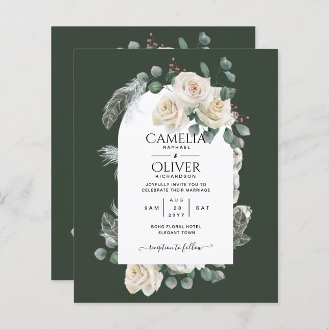 Summer White Roses Emerald Sage Greenerding WEDDIN (Frente/Verso)