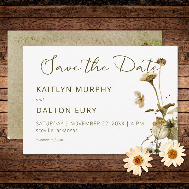 Summer Wildflower & Daisies salvam o cartão de dat (Summer Wildflowers & Daisies Save the Date Card)