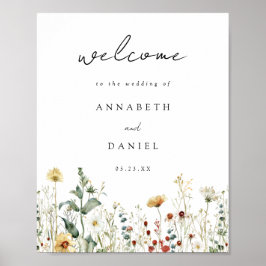 Summer Wildflower Field Wedding Welcome Poster