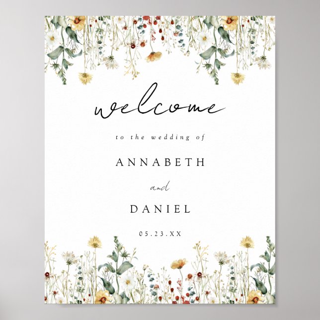 Summer Wildflower Field Wedding Welcome Poster (Frente)