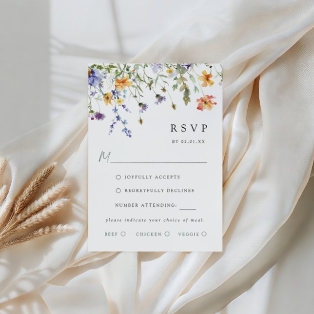Summer Wildflower Garden Wedding RSVP Card (Criador carregado)