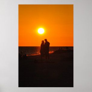 Sun Casal Silhouette Love Sanibel Sunset Poster