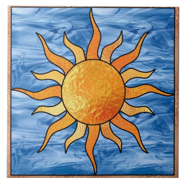 Sun e azulejo Trivet do céu (Frente)