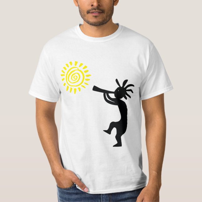 Sun Petroglicphs Kokopelli T-Shirt (Frente)